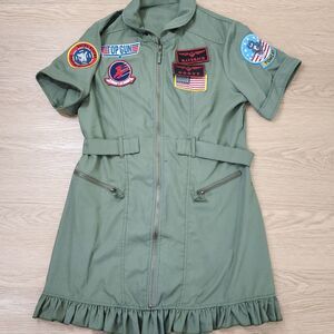 Top Gun Dress Women's XL Green Military Flight Halloween Costume Leg Avenue